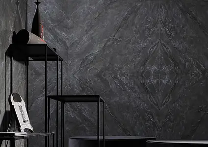 Effect stone, Color black, Background tile, Unglazed porcelain stoneware, 120x120 cm, Finish semi-polished